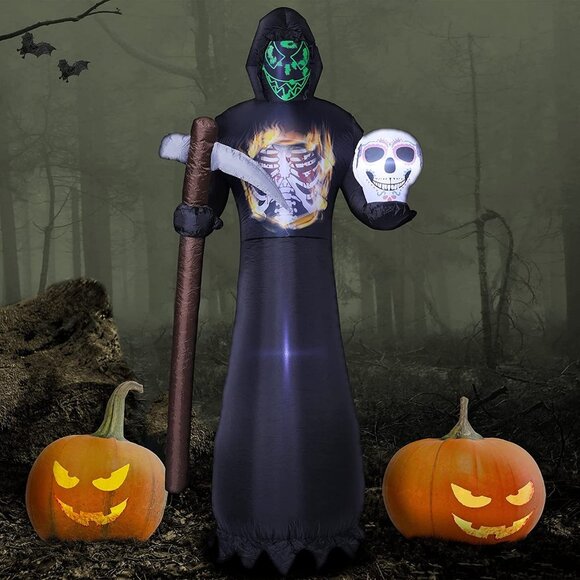 9FT Halloween Inflatables Decoration Grim Reaper with LED Lights - Picture 6 of 6